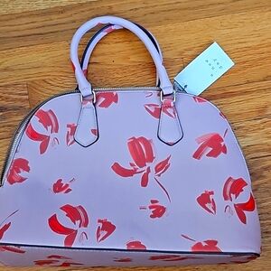 a . new day pink floral print purse
